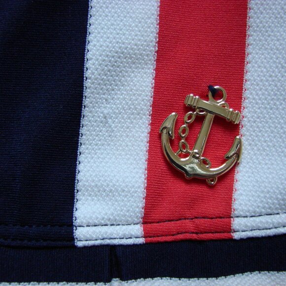 Vintage Juicy Couture Swimsuit Sailor Nautical Red White Blue Stripes Size Large - Picture 15 of 16